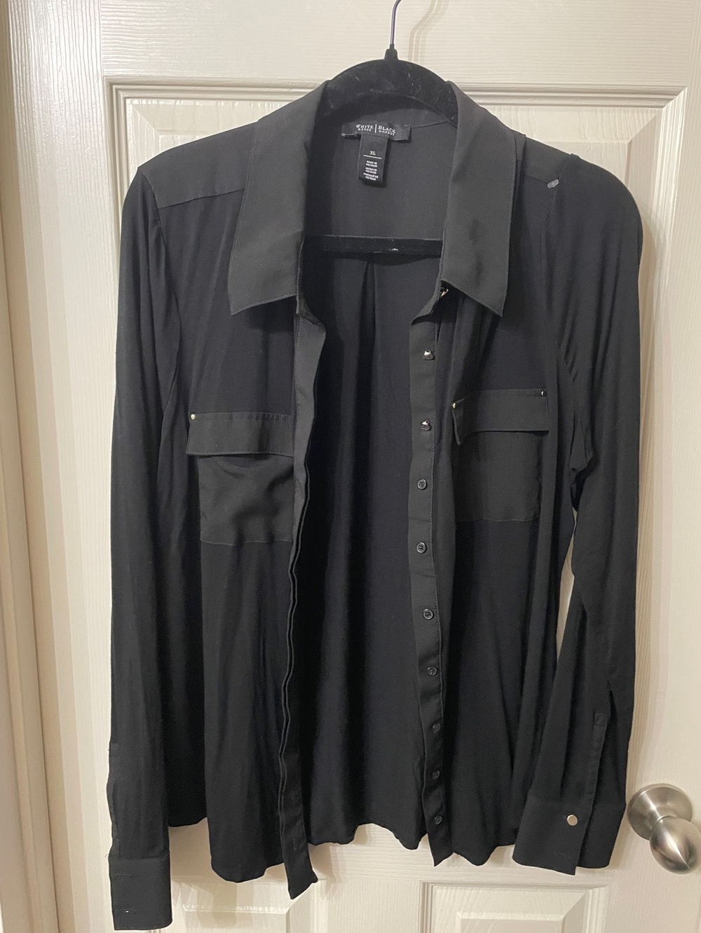 White House Black Market Button Down Black Long Sleeve Shirt